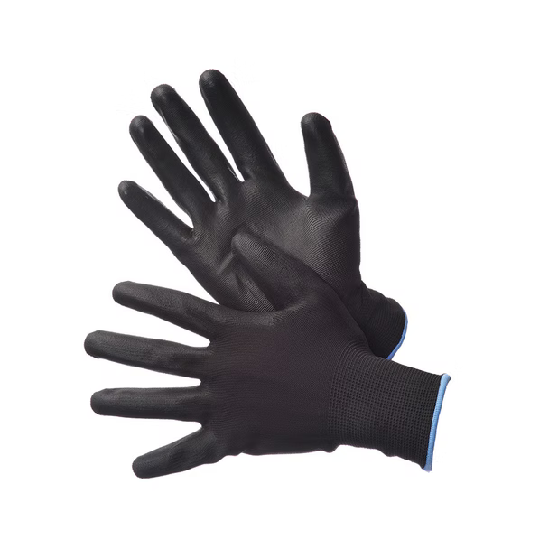 Black Polyester Shell with Black PU Coating - Sold per Dozen