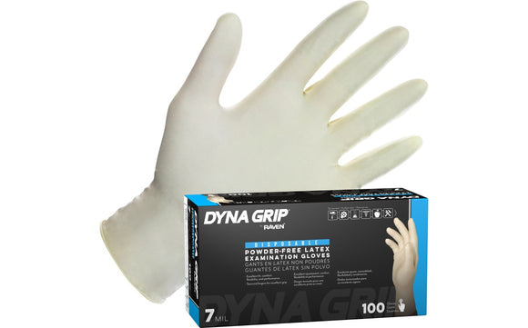Dyna Grip® Powder-Free Exam Grade Latex Disposable Gloves - 7 Mil - 100/BX - 10BX/CASE