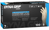 Dyna Grip® Powder-Free Exam Grade Latex Disposable Gloves - 7 Mil - 100/BX - 10BX/CASE