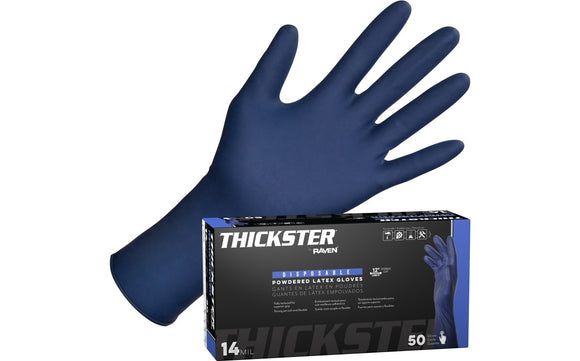 Thickster® Powdered Exam Grade Latex Disposable Gloves - 14 Mil - 50/BX - 10 BX/CASE