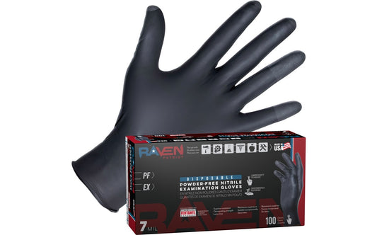 Raven® Patriot Powder-Free Exam Grade Nitrile Disposable Gloves - 7 Mil - 100BX - 10 BX/CASE
