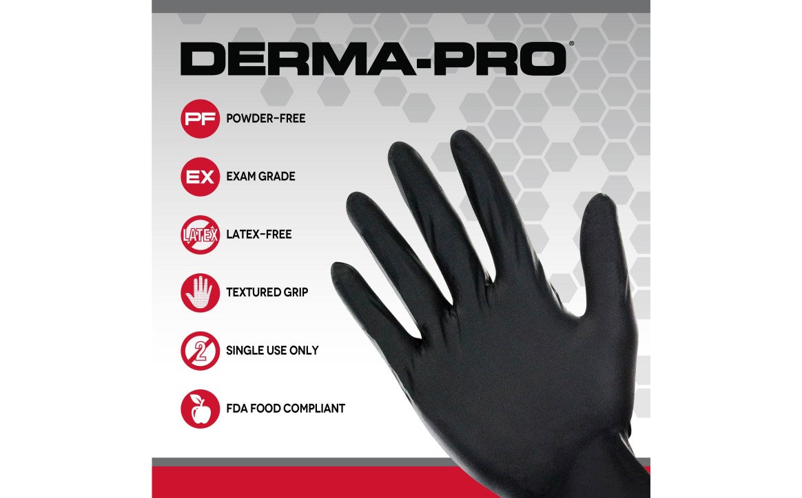 Derma-Pro® Powder-Free Exam Grade Nitrile Disposable Gloves - 100BX - 10 BX/CASE