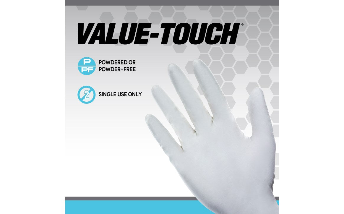 Value-Touch® Powder-Free Latex Disposable Gloves - 5 Mil - 100/BX - 10 BX/CASE