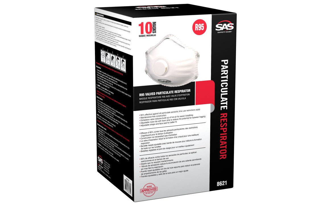 SAS - R95 Valved Particulate Respirator 10/Box (Product # 8621)