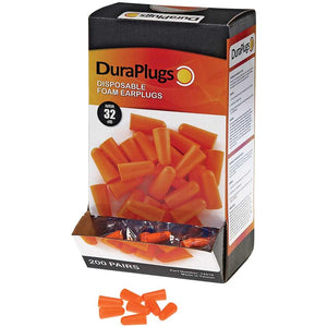 Ear Plugs Durawear Orange Uncorded NRR 32 - 200/Box (Product # 14310)