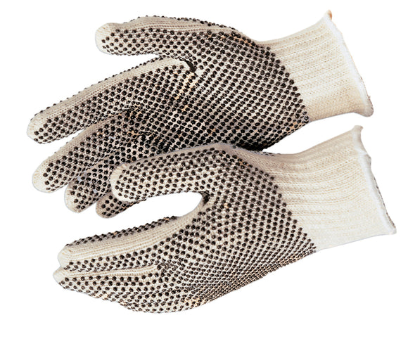 White String Knit Gloves 7 Gauge w/ PVC Dots (product # 9660)