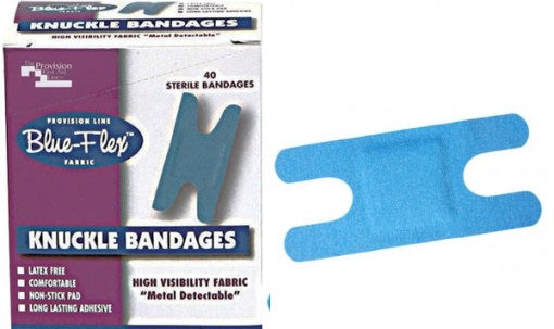 Knuckle Bandage - Metal Detectable BLUE Bandage - 40 per Box (Product # 2905)