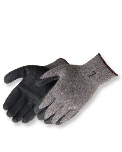 Black Textured Latex Coated Grey Knit Gloves (product #4729SP)