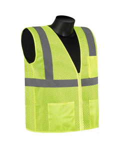 Class 2 Mesh Safety Vest - Silver Hi-Viz strips w/ Pockets (Product # C16003G)