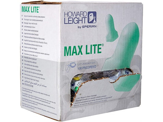 Leight/Max-Lite® T-Shape Polyurethane Foam Disposable Corded Earplugs NRR 30 dB (Product # LPF-30)