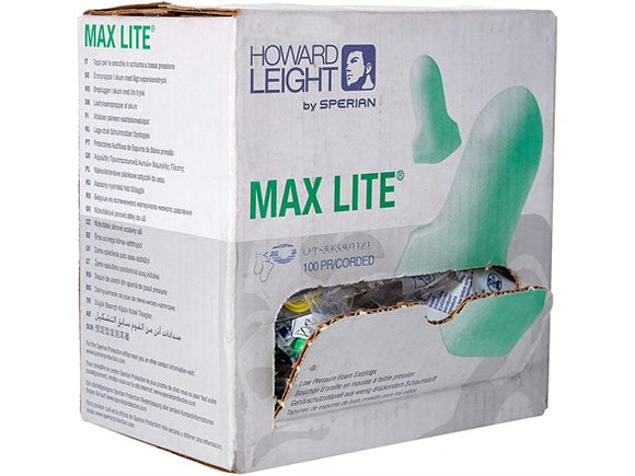 Leight/Max-Lite® T-Shape Polyurethane Foam Disposable Corded Earplugs NRR 30 dB (Product # LPF-30)